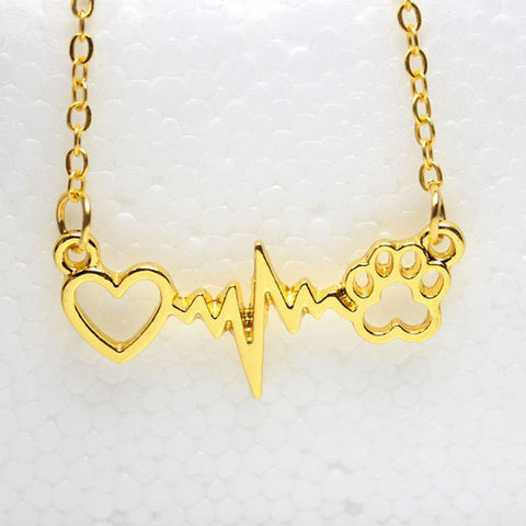 Heartbeat & Paw Pendant Necklace