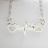 Heartbeat & Paw Pendant Necklace