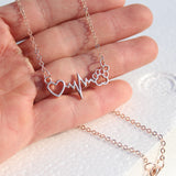 Heartbeat & Paw Pendant Necklace
