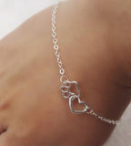 Lovely Heart and Dog Paw Print Chain Bracelet