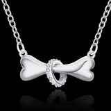 Silver Dog Bone Pendant Necklace