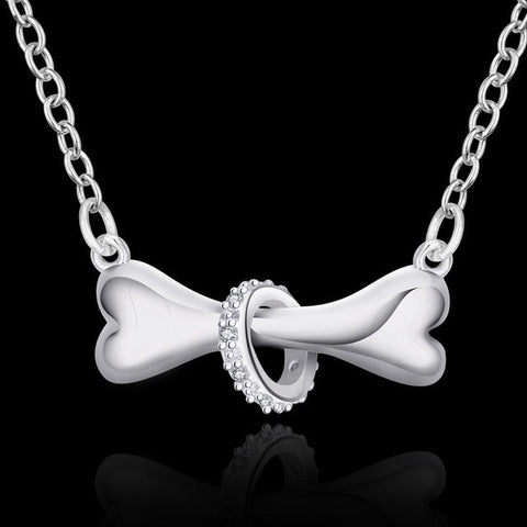 Silver Dog Bone Pendant Necklace